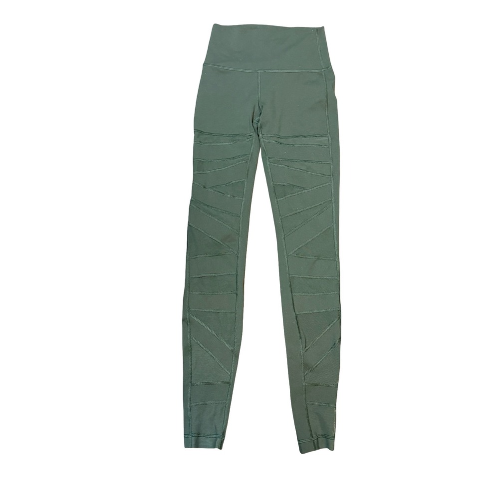 Lululemon Wunder Under Pant Mesh Leggings Olive Green High Rise Yoga Pants XXS